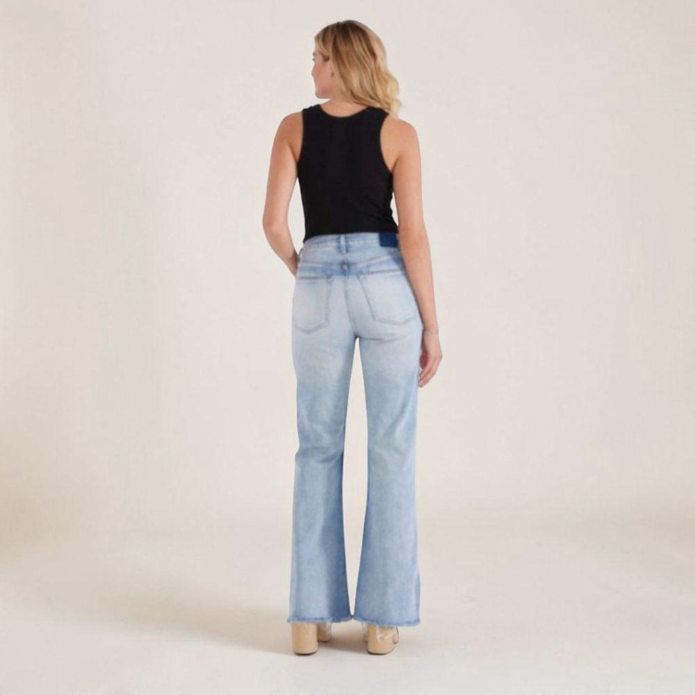 Etica Sasha Flare Jeans High Rise Raw Hem Sz 28 - Picture 2 of 12